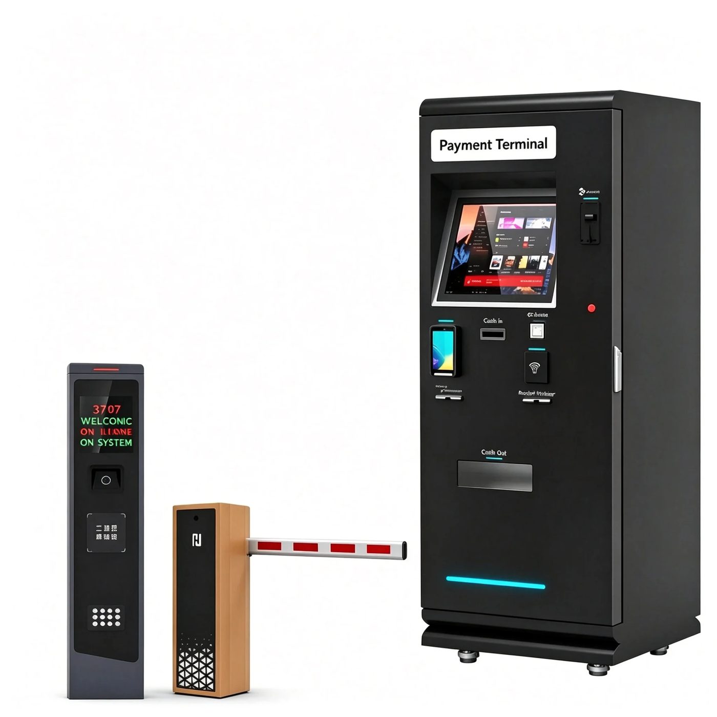 Smart parking access control barrier gate with vehicle identification terminal