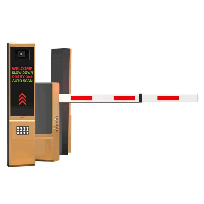 BAROXON automatic parking barrier with straight boom arm and access-control equipment