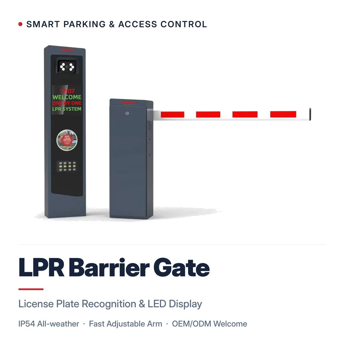 BAROXON heavy-duty parking barrier gate with fence-style boom arm